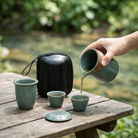 Travel Tea Set, For 3 People, Ceramic, Portable Tea Set, 280ml Teapot, 35ml Teacups