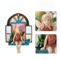 Fairy Window Ornament Whimsical Hanging Garden Sculpture Magical for Patio