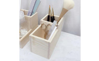 Minimalist Design Wooden Nail Tool Organizer Rustic Charm Tiered Manicure Tool Holder Large Capacity Natural Wood Brush Holder for Makeup Artists, Desktop, Vanity, Dresser Top