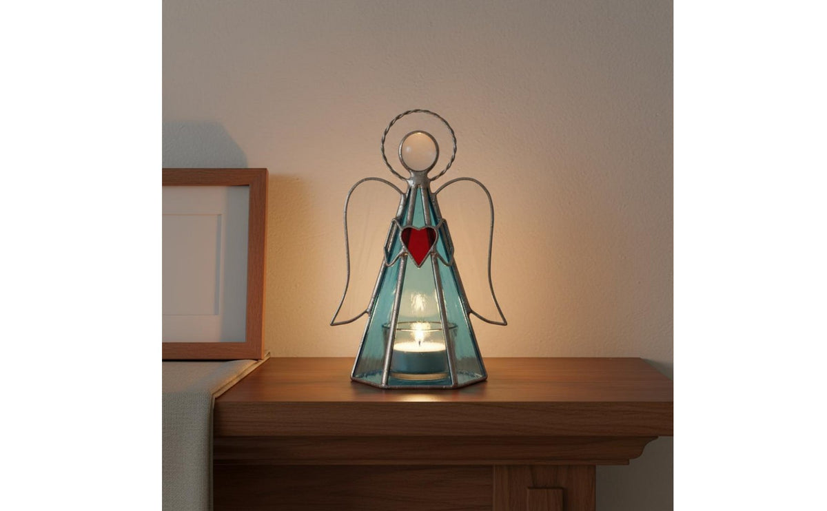 acrylic Candle Holder Colorful Light Reflection Angel Warm Glow Angel Candle Holder for Tabletop