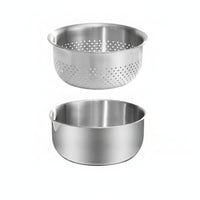 2 Pieces Perforated Colander with Mixing Bowl Nesting Colander and Mixing Bowl Set Rust-Resistant Bowls Food-Grade for Bakers, Kitchen