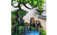 Quiet Operation Rockery Waterfall Fountain Nature Inspired Feng Shui Desktop Fountain Semi-Handmade Feng Shui Water Ornament for Meditation Practitioners, Office, Living Room, Mindfulness Studio