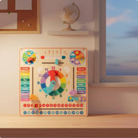 Wooden Calendar Clock Hands-on Learning All in One Calendar Board Hands-On Educational Influenced Educational Toy for Young Children, Homeschool