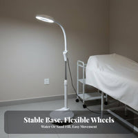 Stepless Dimming Shadowless Beauty Lamp Adjustable Brightness Esthetician Floor Lamp Stable Base Lighted Magnifier Stand Hands Shadowless for Nail Technicians Artists, Salon, Close Work, Oral Health Medical Office, Reading