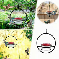 Hanging Bird Nectar Dispenser Attracts Hummingbirds Circular Avian Feeder Built-in Perch Wildlife Supply for Patio