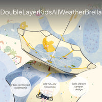 Kids Cartoon Umbrella, Long Handle, Sun and Rain Protection