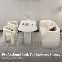 3 Pieces Scalloped rear Chair and Table Set Modern Design Reception Seating Easy to Clean Commercial Furniture for Salon Managers, Sales Office, Lobby