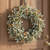 DoorWreath Artificial Lamb Ear Wreath Waterproof Home Decor for Front Door