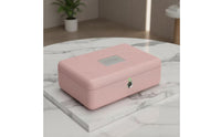 Desktop Jewelry Security Case with Biometric Lock Compact Biometric Low-Profile Secure Storage Box for Nightstand, Office