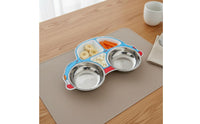 Complimentary Kids' Divided Food Tray Toddler Compartment Plate Cute Cartoon Design Stainless Steel Kids Plate Dishwasher Safe for Kindergarten