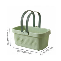 Perforated Bath Basket Arched Handles Portable Washroom Basket Ventilated Handle Storage Tote