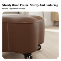 Wheeled Clover-Shaped Rolling Stool Silent Casters Clover-Shaped Ottoman Fully Upholstered Footstool Lightweight and Portable for Homeowners, Parents, Living Room, Entryway, Playroom, Home Remove Ice