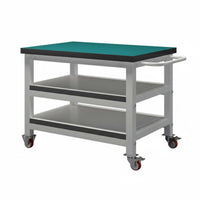 360° Swivel Casters Anti-Static Trolley Steel Structure Heavy Duty Work Table Locking Brakes Mobile Workbench Silent Wheels for Factory Workers, Warehouse Personnel, Technicians, Assembly Line, Laboratory, Auto Repair Shop, Engine Maintenance