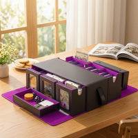 Portable Trading Card Storage Box with Handle Hard-Shell Card Storage Box with Window Divided Travel-Friendly for Collectors, Gamers, Game Night