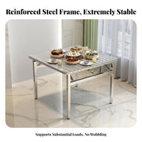 Foldable Rectangular Collapsible Table Space-Saving Portable Furniture Heavy-Duty Folding Desk No Assembly Required for Street Vendors, Event Hosts, Outdoor, Barbecue, Camping, Picnic
