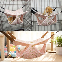 Double Layer Rat Hammock with Hooks, 35cm Rat Hammock for Chinchilla and Sugar Glider, Fleece Cage Bed for Hamster and Cat