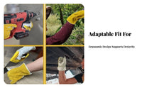 Retardant Argon Arc Soldering Gloves Flexible Cowhide Soldering Gloves Elastic Wrist for Mechanics, Construction Workers, Gardening