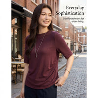 Womens Jumpers Plus Size Round Neck Sweater in Viscose Fiber Blend, Medium Thickness Knit for Office and Casual Wear