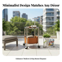 Stainless Steel Frame Rolling End Table Space-Saving Design Mobile Bedside Table 360° Casters Rolling Utility Cart Rust-Resistant for Apartment Dwellers, Homeowners, Living Room, Bedroom, Small Areas, Home Office