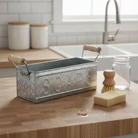 Wood Handle Planter Multiuse Rustic Metal Planter Box Indoor Outdoor Use Vintage Flower Container for Windowsill
