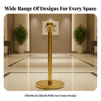 Stainless Steel Stanchion Post Heavy Duty Base Queue Line Barrier Elegant Design VIP Rope Stanchion 4-Way Connection for Exhibition Organizers, Business Owners, Hotels, Shopping Malls, Theaters, Museums