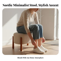 Nordic Aesthetic Upholstered Ottoman Solid Wood Legs Padded Vanity Pouffe High-Rebound Sponge Small Bench Non-Slip Design for Makeup Users, Homeowners, Interior Decorators, Entryway, Living Room, Home Deactivatedice, Reading Nook