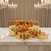 7 Pieces Gold Display Riser Set Nestable Design Acrylic Cube Display Stand Nesting Riser Set Multifunctional Reusable for Party