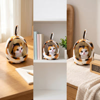 Soft Soft Cat with Bed Cute Stuffed Cat in Nest Embroidered Toy Warm for Collectors