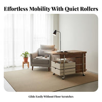 Space-Saving Design Foldable Tea Trolley Mobile on rollers Side Table Lockable Casters Serving Cart Extendable surface for Small Apartment Dwellers, Homeowners, Entertainers, Living Room, Beside Sofa, Home Office