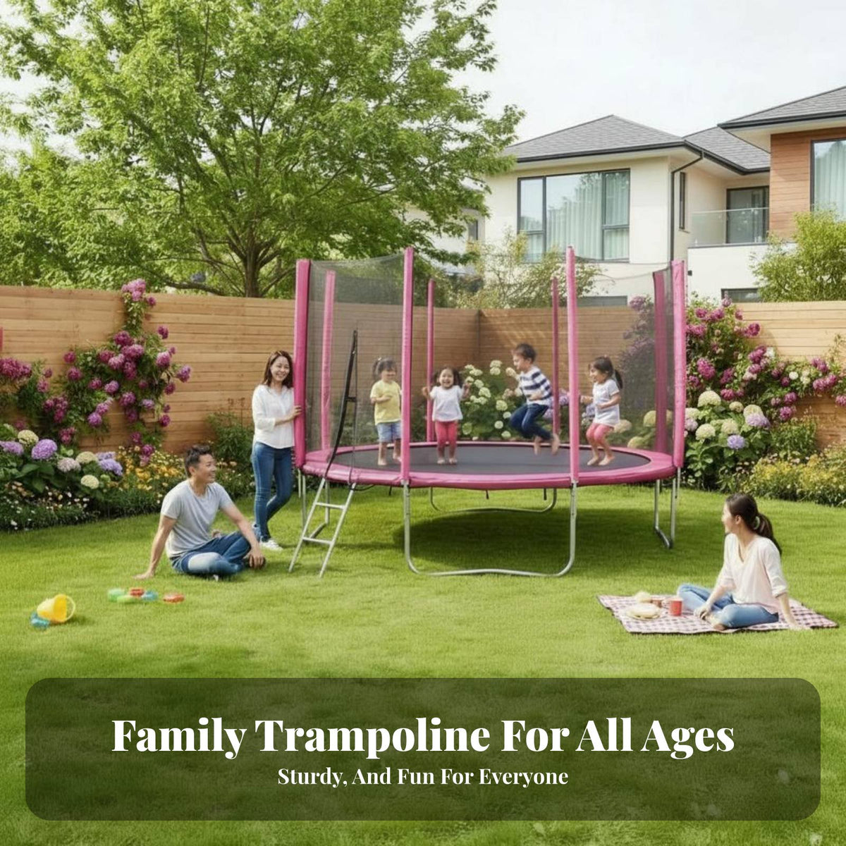 Outdoor Trampoline, Steel Frame Mesh, Large Playground, Indoor Jumping Bed for Kids & Adults