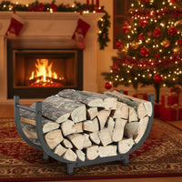 Heavy Duty Firewood Rack with Handle Sturdy Firewood Holder with Handle Space-Saving Metal Log Holder Rust-Resistant for Fireplace, Hearth