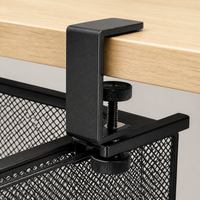 Black Carbon Steel Under Desk Cable Management, Pull Out Cable Tray, Small 18L Foldable Metal Organiser, Modern Minimalist Design