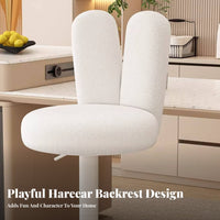 Height Adjustable Upholstered Swivel Stool Gas Lift Mechanism Bunny Ear Backrest Stool Soft Upholstery Seating Furniture Heavy-Duty Frame for Homeowners, Adults, Bar Owners, Reception Desk, Kitchen Island, Cafe, Living Room
