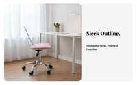 Height Adjustable Armless Transparent rotate Chair Space Saving Transparent Caster Chair Minimalist aesthetic Office Furniture Rolling Casters for Apartment Dwellers, Home Workers, Students, Small Spaces, Vanity Area, Study Room, Bedroom