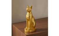 Upright Seated Egyptian Cat Desk Decor Carved Details Resin Cat Figurine Tabletop Desk Decoration Small for Desktop, Entryway