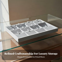 Elegant Gray Velvet Jewelry Display Tray Space Saving Compartment Jewelry Tray Multi-Functional for Vanity Top, Closet