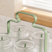 Jade Iron Dish Drainer Rack, 19.2cm Countertop Dish Drying Rack with Drip Tray, Modern 6 Cup Draining Board Rack for Washing Up