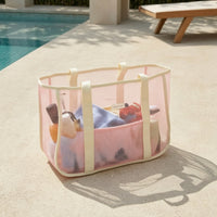 Lightweight Beach Tote with Zip Pocket Spacious Mesh Beach Tote Transparent Breathable for Pool