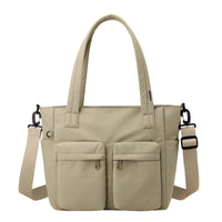 Utility Tote Bag with Pockets Multifunctional Tote Bag with Crossbody Strap Multiple Pocket Carryall for Commuters, Students, Work, Travel, School