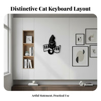 Cat Shaped Wall Clock Silent Movement Musical Cat Clock House Decoration Non-Ticking Timepiece Creative Design for Children