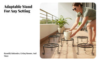5 Pieces Single Tier Pot Stand Indoor Outdoor Use Wrought Iron Plant Stand Round Planter Riser Rust-Resistant for Desktop