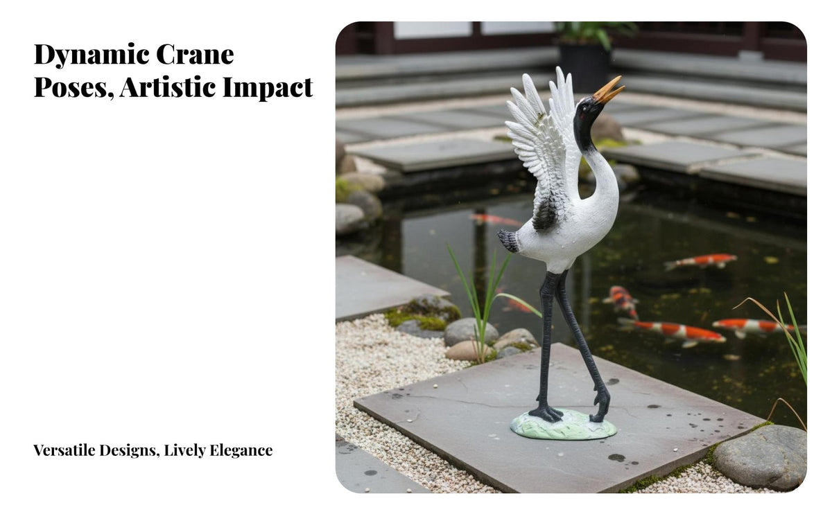 Red-Crowned Crane Sculpture Lifelike Details Red-Crowned Crane Statue Elegant Design Fairy Garden Bird for Gardeners