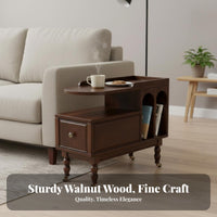 Vintage Look dual-level Rolling Side Table Space-Saving Mobile Storage Sturdy Construction Household Furniture Easy to Clean for Homeowners, Apartment Dwellers, Office Workers, Living Room, Bedroom, Small Spaces, Study