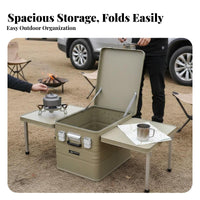 Multi-Functional Convertible Camp Box Table Waterproof Convertible Storage Table Large Capacity Camping Furniture Portable for Campers, Car Owners, Families, Road Trips, Picnics