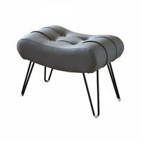 Light Luxury Aesthetic Tufted fluffyShaped Stool Multi-Purpose Arched Ribbed Ottoman Comfortable Seating Footrest Modern Design for Homeowners, Interior Designers, Students, Living Room, Entryway, Bedroom