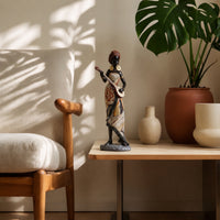 Figurine with Musical Instrument Slender Woman Statue Artistic for Entryway