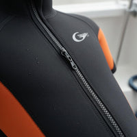5 Mm Hooded Wetsuit Stretch Short Sleeve Wetsuit Stitched Seams Water Sports Gear Orange Panels for Diving, Surfing, Snorkeling