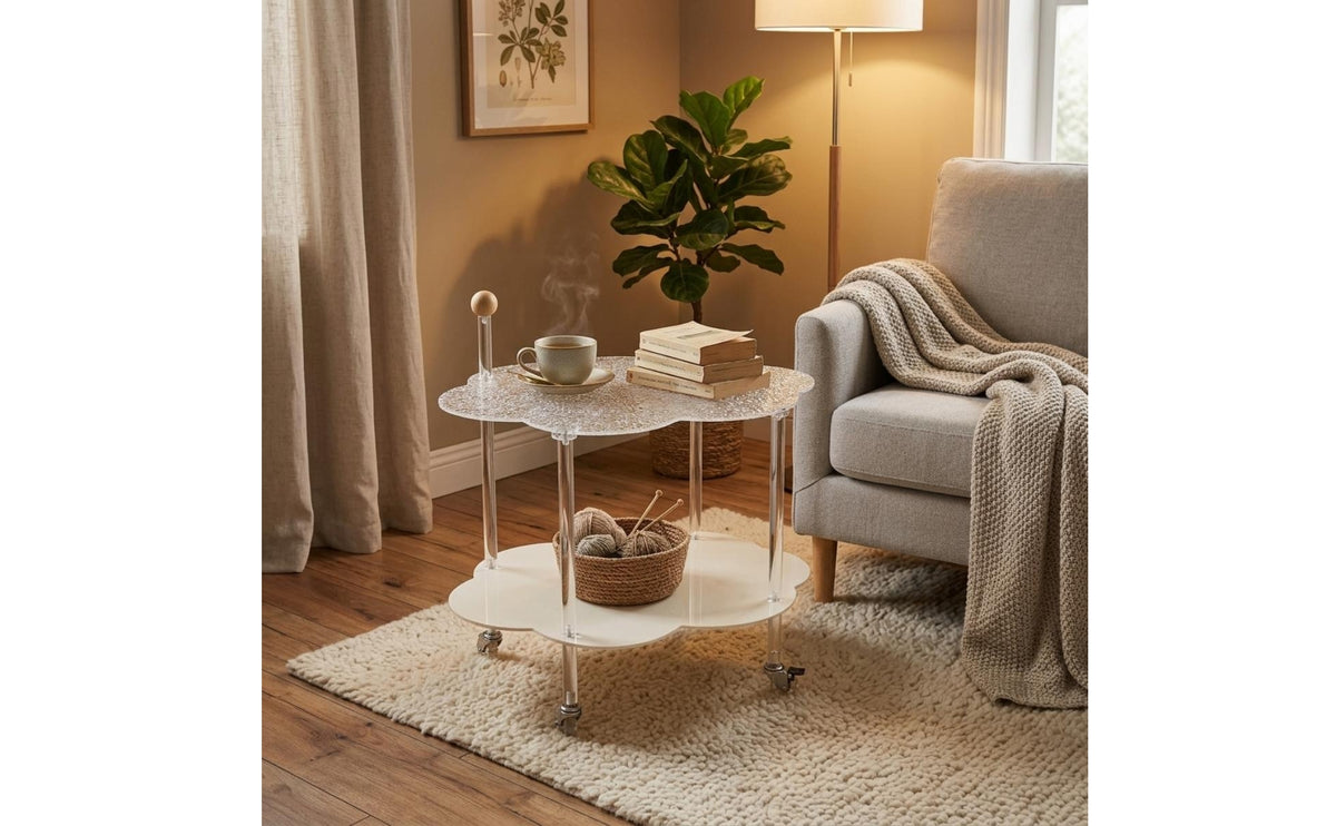 Movable Cloud Side Table Wheeled Cloud Tea Table Double-Layer Home Furniture
