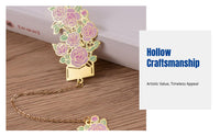 Mini Brass Bookmark with Classical Hollow Flower Design, Artistic Carving, Personalized Insignia, Ideal Gift