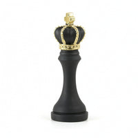 Decorative Chess Piece Figurine with Gold Accents Elegant Chess Figurine with Gold Crown Sculptural Stable for Collectors